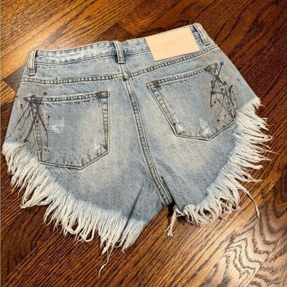 Free People One Teaspoon Fleetwood Artiste Rollers Denim Shorts Size 25 - Picture 8 of 9